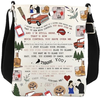 BNQL Vampir-Umhängetasche, Vampir-Geschenktasche, Mystic Falls, Geschenke, Vampir-TV-Show, inspirierte Geschenke, Vampir-Fandom-Geschenk, Sling Bag, weiß, 8.26*5.9 inches