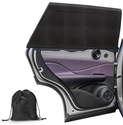 2 Pièces Accessoire Voiture, Pare Soleil Voiture Bébé, Pare Soleil Voiture avec Poches de Stockage, UV Protection Anti Moustiquaire Chaussette Voiture Soleil, Convient Plupart des Voitures