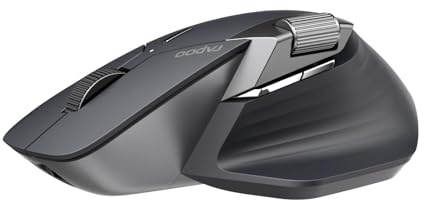 Rapoo MT760 Multi-Device Wireless Mouse, Bluetooth 5.0 and 2.4G Multi-Mode Connection, Up to 4 Devices, 11 Programmable Buttons, 4K DPI, Ergonomic Design, 90 Days Battery Life, PC, Matte Black