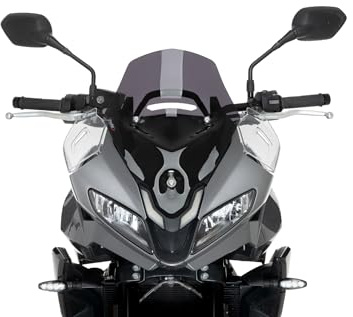 Puig 22522F Sport Windscreen, made of high-impact acrylic with aerodynamic design, rounded edges, TÜV approved and easy installation with original screws, Dark Smoke