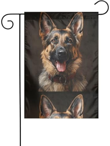 BROLEO Treuer Deutscher Schäferhund, Vierjahreszeiten-Gartenflagge, Hofdekoration, 30,5 x 45,7 cm