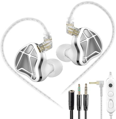 KZ Axas - Auriculares para juegos con cable y micrófono para PS4, PC, Xbox, PS5, aislamiento de ruido, IEM para juegos con baja latencia, auriculares de ajuste cómodo para laptop, consolas y móvil
