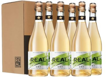 REAL Dry Slow Fermented Sparkling Tea - 6 x 75 cl Bottles | Fermented Dragonwell Green Tea & Grape Skin | 100% Natural | Vegan & Gluten-Free | Gently Sparkling | Award-Winning | Made in the UK