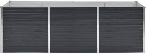 Garten Hochbeet Anthrazit 240x80x77cm Verzinkter Stahl | Großes Pflanzbeet, Wetterfest, DIY Montage, Für Terrasse Garten Balkon, Offene Unterseite, Modernes Design