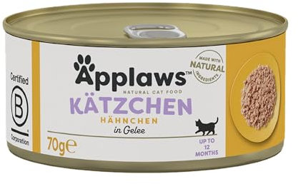 Applaws Natürliches Kätzchenfutter, Huhn Nasses Katzenfutter In Brühe Dose, 70 g (Packung mit 24 Stück) (Verpackung kann variieren)