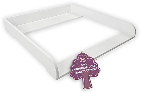 PuckDaddy Changing mat Moritz - 80x78x10 cm, changing mat made of wood in white, changing table top compatible with chests of drawers, incl. mounting material for wall mounting