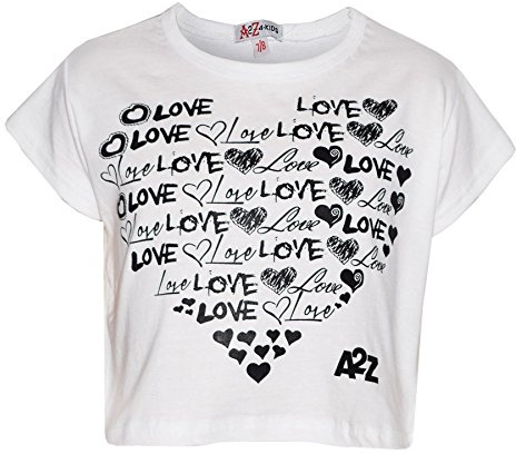 A2Z 4 Kids Girls Love Print T Shirt Soft Summer Outfit Ages 5-13 Years Tops | Soft Feel Love Print T Shirt for Girls Summer Casual Outfit Ages 5-13 Years