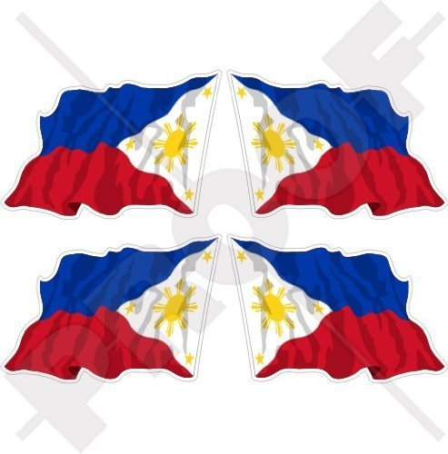 PHILIPPINEN Philippinische Wehende Flagge, Philippinen 50mm Auto & Motorrad Aufkleber, x4 Vinyl Stickers (Links - Rechts)