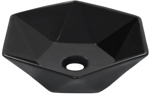 vidaXL Waschbecken Waschschale Waschtisch Aufsatzwaschbecken Waschplatz Handwaschbecken Aufsatzbecken Badezimmer 41x36,5x12cm Keramik Schwarz