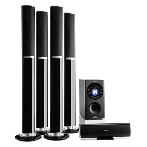Auna Areal 652 - Home Cinema 5.1 inalámbrico, Sistema Sonido Surround, Concept 620 Envolvente, Rendimiento 145W RMS, Subwoofer sidefiring, Altavoces satélite, Bluetooth, USB, SD, AUX, Antracita