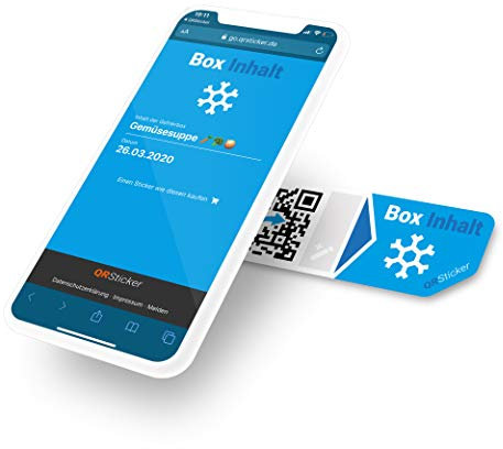 QR Code Aufkleber Aufkleber für Inhalte von Frischhaltedosen, Tupperware, Kühlschränke, Inhalt und Verfallsdatum per Smartphone App speichern und abrufen, per QR-Code, Smart Home (M, 4 Sticker)
