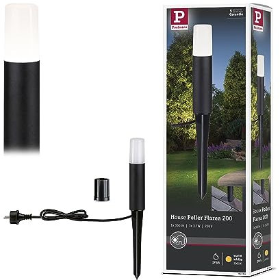 Paulmann 94384 LED Außenleuchte Pollerleuchte Flarea IP65 200mm incl. 1x3,1 Watt Schwarz Außenlampe Aluminium 3000 K