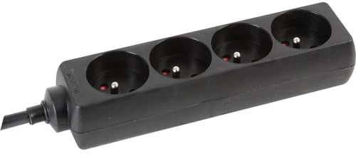 Nitto Perel EB4STB25HQ Multipresa Senza Interruuttore 4 Scomparti Nero