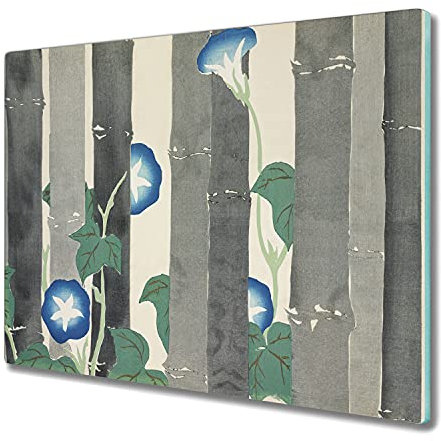 Coloray Planche à découper 60x52cm Verre Trempé Tapis de Découpe Verre de Sécurité Induction Cuisson Avec Une Image Impression Protection Plaque - fleurs bambou