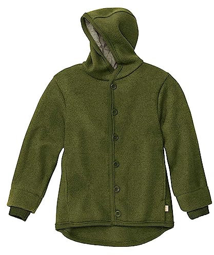 disana WALK-JACKE, 100% Bio-Merinowolle GOTS, IVN Best | mit Kapuze | Baby Kleinkind Kind Unisex | Made in Germany | Oliv Gr. 98-104