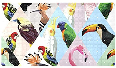 Tropischer Papagei, Flamingo, Tukan, rutschfeste Badematte für Badezimmer, 40,6 x 71,1 cm