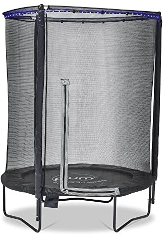 Plum Light Up Small Trampoline 4.5ft and Enclosure in black with multi coloured LED lights and Interactive Audio Sensor for Kids 3 Years Plus Max User 40kg Junior 30200AK82