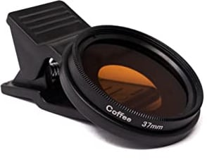 SYSTEM-S Farbfilter Braun 37 mm Linse Farbe mit Clip für Smartphones in Schwarz