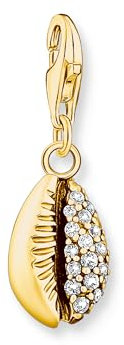 Thomas Sabo Charm-Anhänger Muschel mit weißen Steinen vergoldetes Silber 1895-414-14