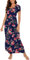 DEARCASE Robe Longue Femme Ete Ample DéContractéE Robe à Manches Courtes Fleurie Robes de Plage avec Poches Rose Marine L