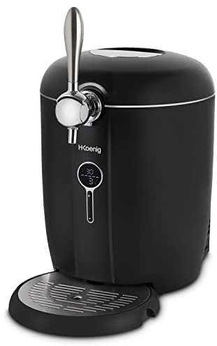 H.Koenig Bierzapfanlage BW1688 - Kompatibel mit allen 6L und 5L Universal-Druckfässern, Integrierte Kühlung, Temperatur einstellbar zwischen 3°C und 12°C, Schwarz