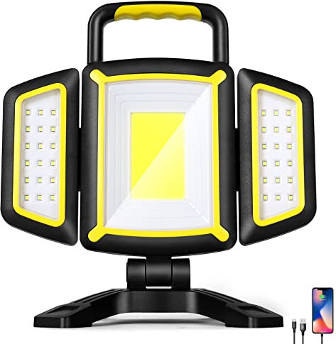 Luce magnetica, luce da lavoro portatile a LED con 5 modalità di illuminazione, base magnetica ricaricabile a batteria, torcia COB da tenere in posizione fioca per riparazioni auto, campeggio