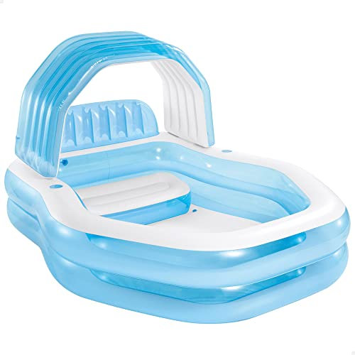 Intex Piscina Hinchable Infantil con Toldo Desmontable, Piscina para niños a Partir de 3 años, Incluye 2 Porta Bebidas, Parche de reparación y tapón de desagüe, Medidas 229x191x135cm (57186)