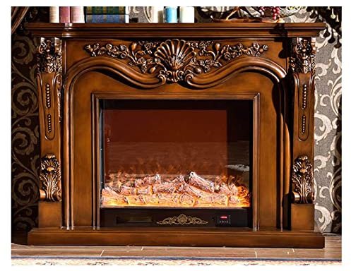 Water Vapor Fireplace Electric Fireplace Insert Firebox Burner Fireplace Set Wooden Mantel With Artificial LED Optical Flame Decoration Chimney Electronic Fireplace (Color : Brown without heater)