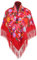 Gudessly Damen Retro Stil Vintage Muster Poncho Schal Umhang Wraps Weicher russischer Schal Traditioneller Blumenhals Kopftuch, hellrot, Einheitsgröße