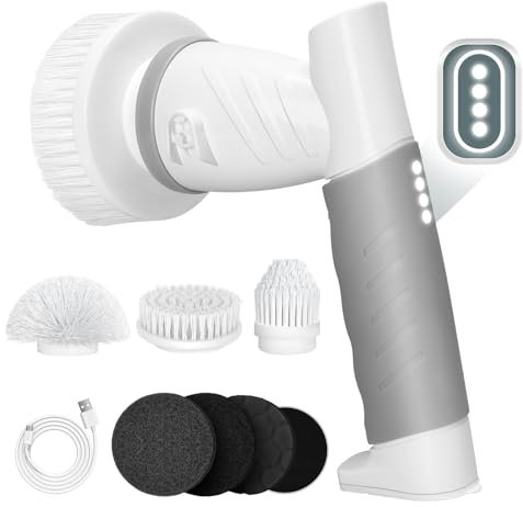 Electric cleaning brush,Cordless Spin Scrubber, Motorized power scrubber 5 Brush Heads Rechargeable-energy and time saving, for Cleaning Bathroom,Shower Tile Tub Wall Floor Sink Stove