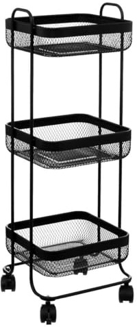 Five – Rollwagen für Badezimmer, 3 Ebenen, Metall, Schwarz, Höhe 76 cm