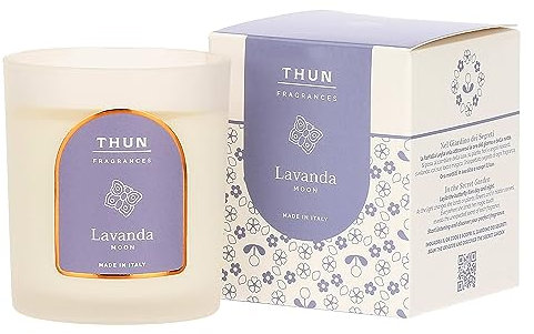 THUN, Candela Lavanda Moon, con Note di Lavanda e Violetta, Versione Piccola, Linea Thun Fragrances, 150 gr