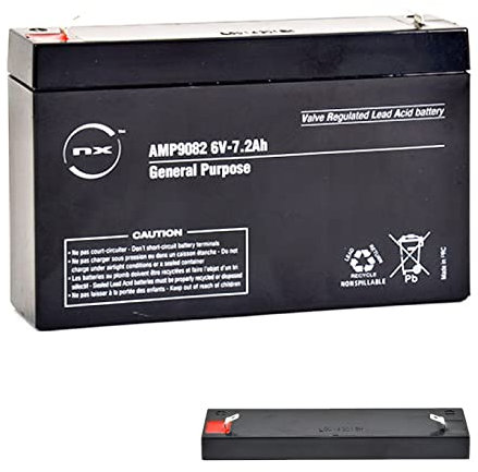 NX - NP7-6 6V 7AH 6v 7.2Ah - Sealed Lead Acid Rechargeable Battery For General purpose, Scooters, Quad Bikes, Childrens Kids Toy Car Battery, Alarm, Electric Bike, Security devices, Emergency power