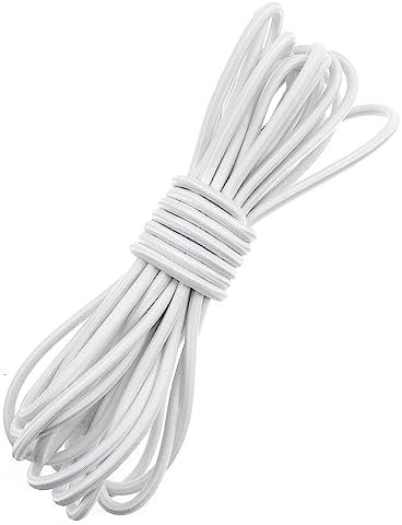 4MM White Elastic Cord 5 Meter Elastic String Bungee Cord Round Stretchy Cord Bungee Rope Multifunctional Drawstring Elastic for Backpack Tent Poles DIY Craft Projects Camping