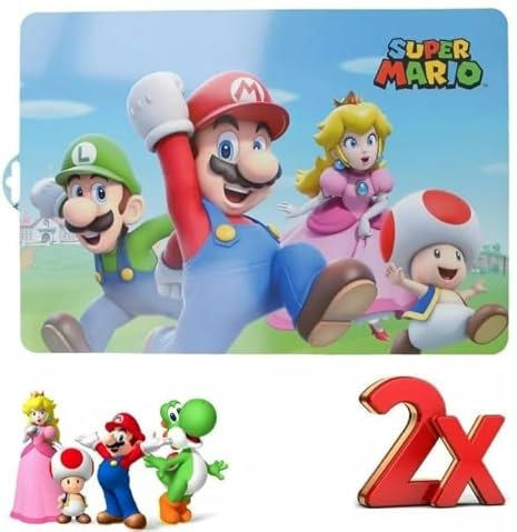 2 pezzi Tovaglietta Americana Plastificata Sottopiatto per colazione e pranzo Bambini - MARIO