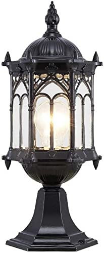 Luz de poste de jardín, granja pastoral rústica, luz de columna, lámpara de pilar de paisaje para patio, lámpara de pilar de puerta impermeable para exteriores, lámpara de poste de aluminio de vidrio