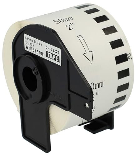 vhbw Etiketten-Rolle 50mm x 30,48m kompatibel mit Brother PT QL-600, QL-600B, QL-600G Etiketten-Drucker - Premium