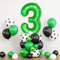 Football Balloons 3rd Birthday Decorations for Boy, Soccer Birthday Party Decorations with Dark Green Number Balloon 3, Black Green White Balloons for World Cup Football Sports Theme Party Supplies