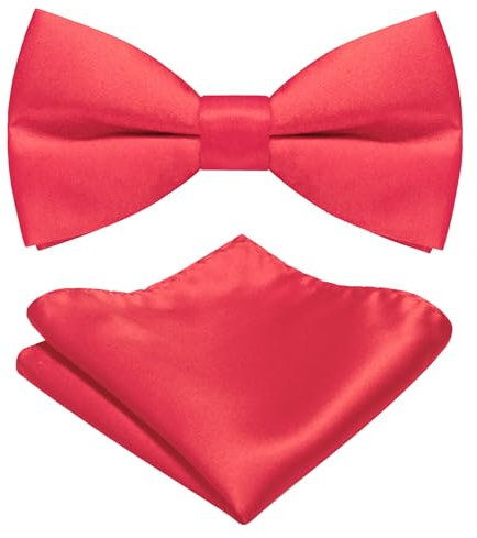 JEMYGINS Herren Matten Fliege erhältlich in Uni Farben inklusive Einstecktuch Set dunkelpink