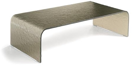 Mondo Viro Moderner rechteckiger Couchtisch Giano aus gehämmertem Glas 110 x 55 cm 30 h (Bronze)