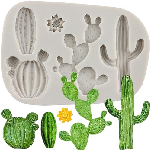 MINFEIDMS Moule en silicone en forme de cactus pour décoration de gâteaux, pâte à sucre, pâte polymère