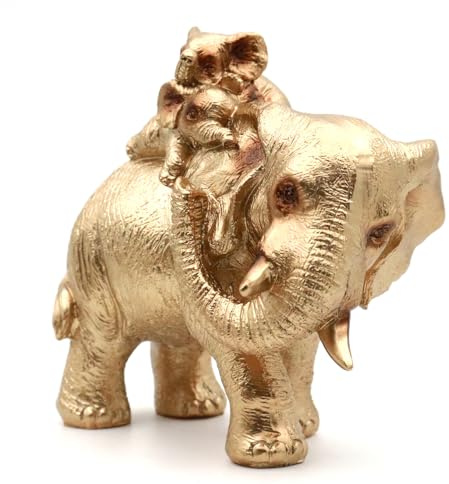 Irayin Elefanten Deko, Elefant Statue Figure, Mama Geschenk, Elefanten Geschenke für Frauen, Gesundheit und Kraft, Dekoration für Wohnzimmer, Büro, Bücherregal, Schlafzimmer - Gold