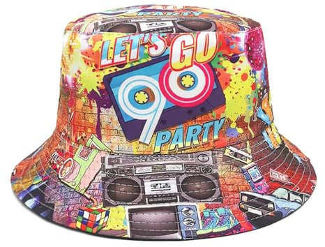 MILAKOO 90er Jahre Eimer Hut für Männer & Frauen - Retro Party Hut in Vintage Fischer Design für Disco, Hip hop & Outdoor