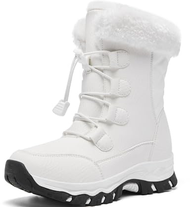 YINGCSM Scarpe invernali da donna imbottite calde stivali da neve antiscivolo scarpe da trekking ed escursionismo da donna, bianco, 42 EU