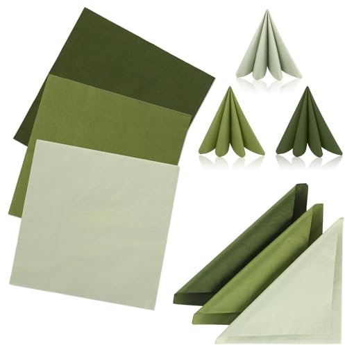 60 Stück Servietten Salbeigrün Papierservietten 33x33cm Servietten Eukalyptus Grün Cocktailservietten Einwegservietten Tischdeko für Hochzeit Dinner Party Brautparty