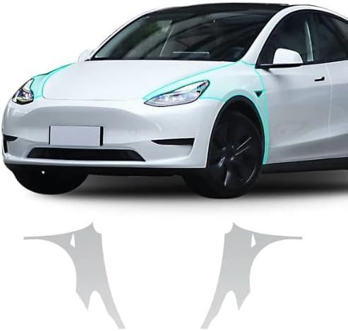 FDAIUN Pre-Cut Car Paint Protective Film for Tesla Model Y 2020 2021 2022 2023 Glossy Clear PPF Self-Healing TPU HD Paint Protection Film Fender Pack of 2 Accessories
