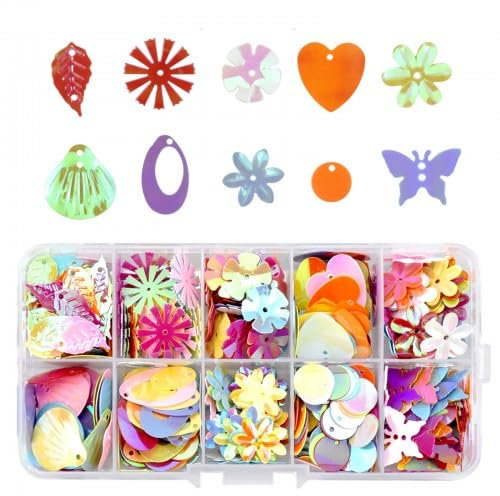 1 Box Bunt Pailetten, Lose Sequins for Crafts Sewing, DIY Irisierend Pailletten Basteln zum Basteln, Paillettes Nähen Palietten für Kunsthandwerk Kleidung Jewelry Herstellung Dekoration