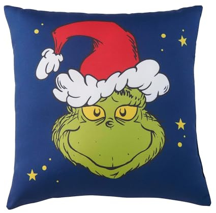 United Labels Grinch Kissen, Kopfkissen, 30x30 cm, Blau, Sofakissen, Plüsch Dekokissen, Zierkissen