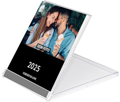 PhotoFancy® - Personalisierter CD-Tischkalender 2026 mit eigenen Fotos - Retro-Design Tischkalender in CD-Box - Fotokalender im Vintage-Stil selbst gestalten
