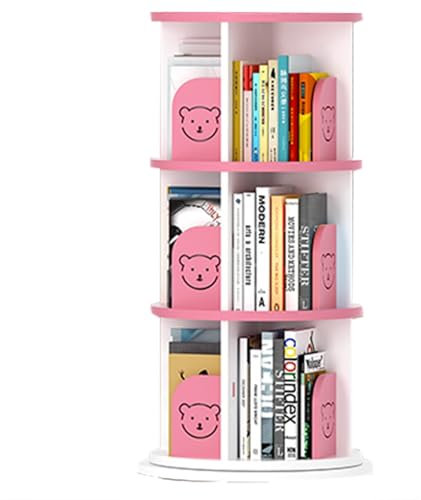 LFONDIGE Estantería giratoria Creativa de 360° para Aprendizaje en casa, estantería Que Ahorra Espacio, Resistente, Estable, Segura y Duradera, Adecuada para una Amplia Gama de Aplicaciones (Rosa, 97